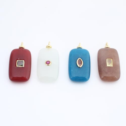 Gemstone Pendants Jewelry, Brass, with Gemstone, plated, DIY & micro pave cubic zirconia, more colors for choice, nickel, lead & cadmium free, 30x15x6mm, Sold By PC