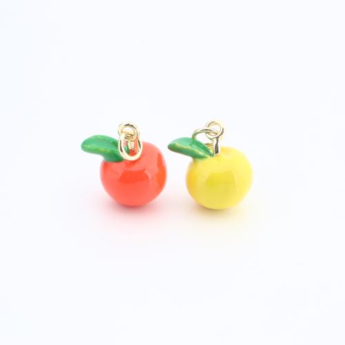 Colgantes de la joyería de cobre amarillo, metal, Manzana, chapado, Bricolaje & esmalte, más colores para la opción, libre de níquel, plomo & cadmio, 14x11x11mm, Vendido por UD