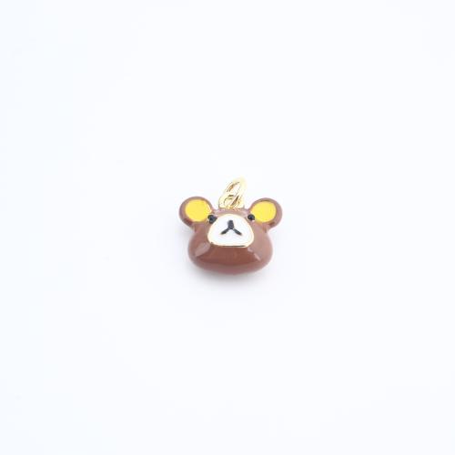 Messing Schmuck Anhänger, Bär, plattiert, DIY & Emaille, keine, frei von Nickel, Blei & Kadmium, 11x13x6mm, verkauft von PC