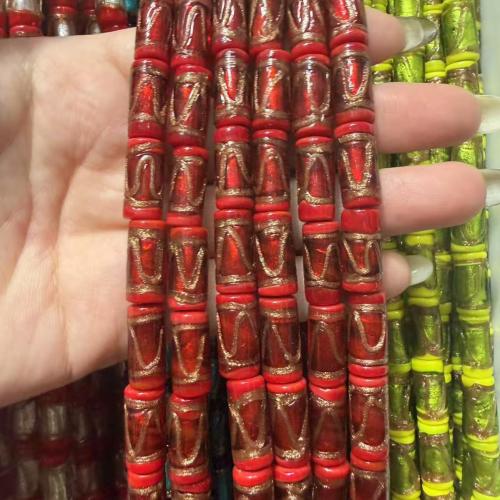 Gold Sand Lampwork Beads, with Goldstone, hand drawing, DIY, more colors for choice, 8x16mm, Sold By PC