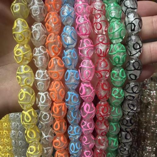 Silver Foil Lampwork Beads, with Silver Foil, hand drawing, DIY, more colors for choice, 11x16mm, Sold By PC