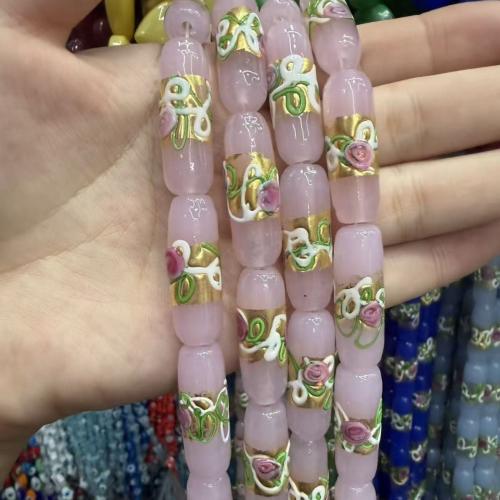 Gold Foil Lampwork Beads, with Gold Foil, hand drawing, DIY, more colors for choice, 10x29mm, Sold By PC