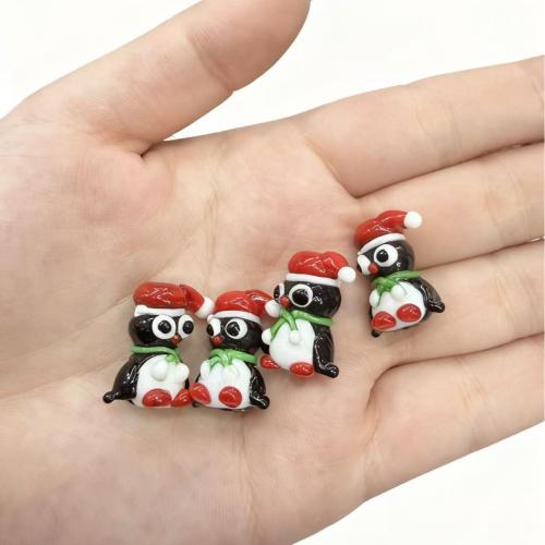 Christmas Lampwork Beads, Penguin, DIY, mixed colors, 14x20mm, Sold By PC
