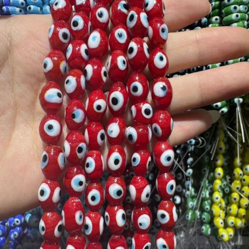 Böser Blick Lampwork Perlen, Handzeichnung, DIY, keine, 9x13mm, verkauft per 38 cm Strang