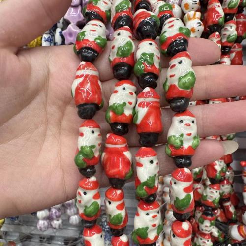 Porcelain Jewelry Beads, hand drawing, Christmas Design & DIY, more colors for choice, 20mm, 10PCs/Bag, Sold By Bag