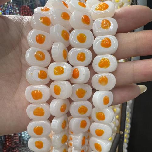 Lampwork Beads, Fried Egg, hand drawing, DIY, more colors for choice, 9x12mm, 20PCs/Bag, Sold By Bag