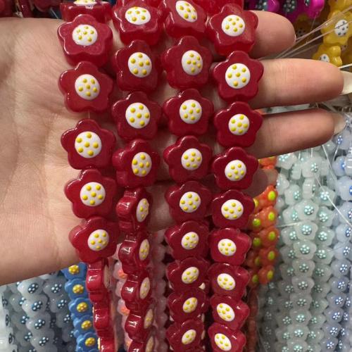 Lampwork Beads, Plum Blossom, DIY & enamel, more colors for choice, 15mm, 20PCs/Bag, Sold By Bag