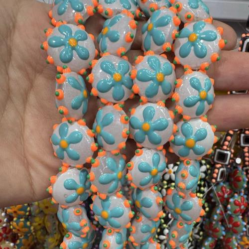 Lampwork Beads, Flower, hand drawing, DIY, more colors for choice, 20mm, 20PCs/Bag, Sold By Bag