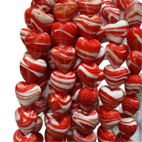 Lampwork Beads, Heart, hand drawing, DIY, more colors for choice, 20mm, 20PCs/Bag, Sold By Bag