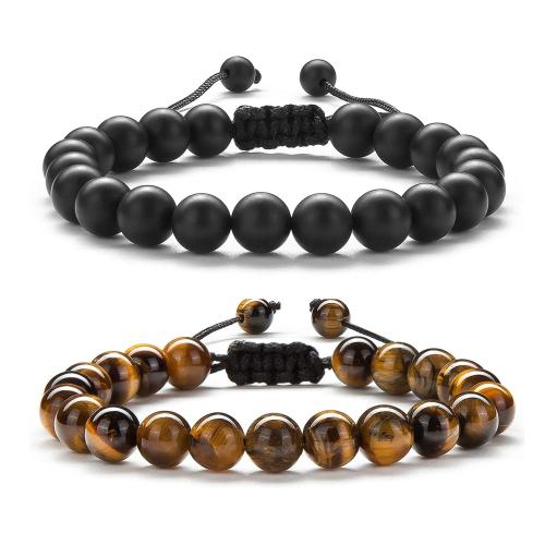 Abrazine Stone Bracelet Set, with Tiger Eye, handmade, Unisex & different styles for choice, Length:Approx 6-10 Inch, Sold By Set