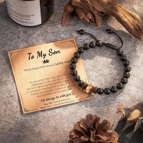 Lava Bracelet, with Abrazine Stone & Tiger Eye, handmade, different styles for choice & for man, Length:Approx 5.5-8.5 Inch, Sold By PC