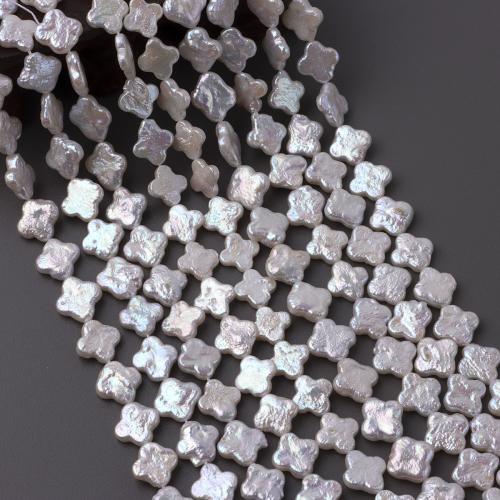 Natural Freshwater Pearl Loose Beads, Four Leaf Clover, DIY, white, 10-11mm, Sold Per 40 cm Strand