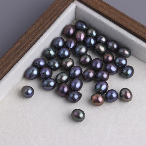 Cultured Half Drilled Freshwater Pearl Beads, Baroque, DIY & half-drilled, malachite green, 8-9mm, Sold By PC