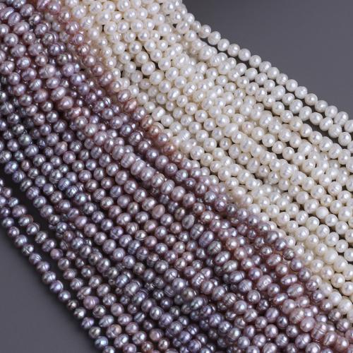 Natural Freshwater Pearl Loose Beads, Slightly Round, plated, DIY, more colors for choice, 5-6mm, Length:35 cm, Sold By PC