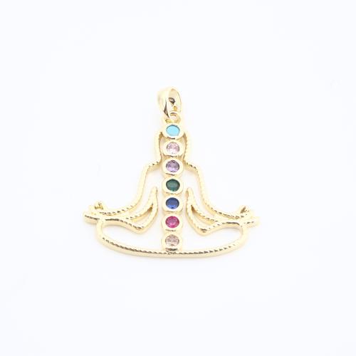 Cubic Zirconia Micro Pave Brass Pendant, plated, DIY & micro pave cubic zirconia, more colors for choice, nickel, lead & cadmium free, 27x27x2mm, Sold By PC