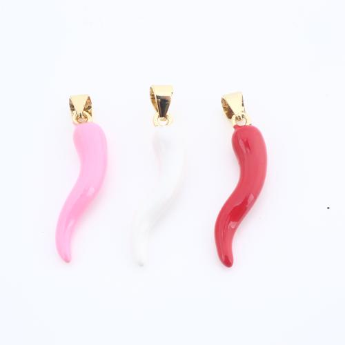 Messing Schmuck Anhänger, Cayennepfeffer, plattiert, DIY & Emaille, keine, frei von Nickel, Blei & Kadmium, 30x7x4mm, verkauft von PC