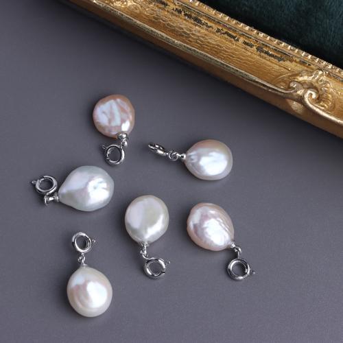 Freshwater Pearl Pendants, with Tibetan Style, Baroque, DIY, white, 12-13mm, Sold By PC