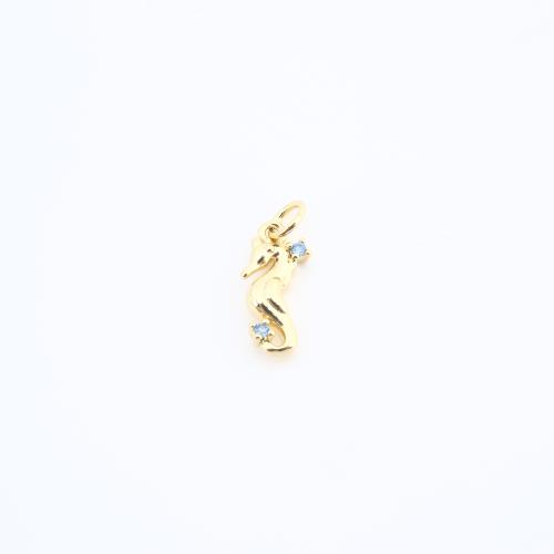 Cubic Zirconia Micro Pave Brass Pendant, Seahorse, plated, DIY & micro pave cubic zirconia, more colors for choice, nickel, lead & cadmium free, 14x7x3mm, Sold By PC