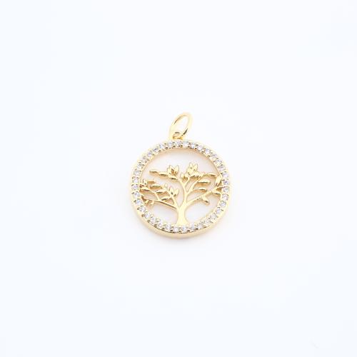 Befestigter Zirkonia Messing Anhänger, mit Weiße Muschel, Baum, plattiert, DIY & Micro pave Zirkonia, keine, frei von Nickel, Blei & Kadmium, 17x16x3mm, verkauft von PC
