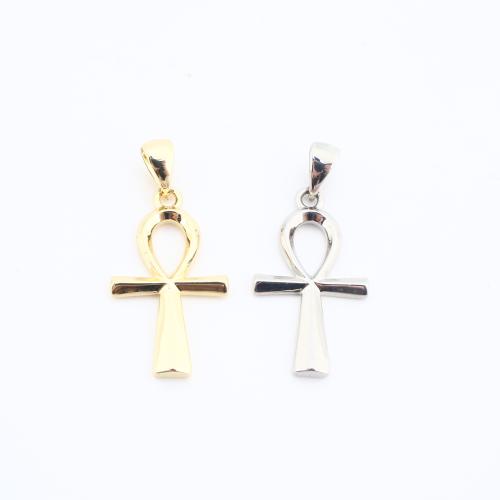 Messing Kreuz Anhänger, plattiert, DIY, keine, frei von Nickel, Blei & Kadmium, 23x14x2mm, verkauft von PC