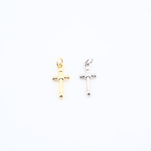 Brass Cross Pendants, plated, DIY, more colors for choice, nickel, lead & cadmium free, 14x7x2mm, Sold By PC