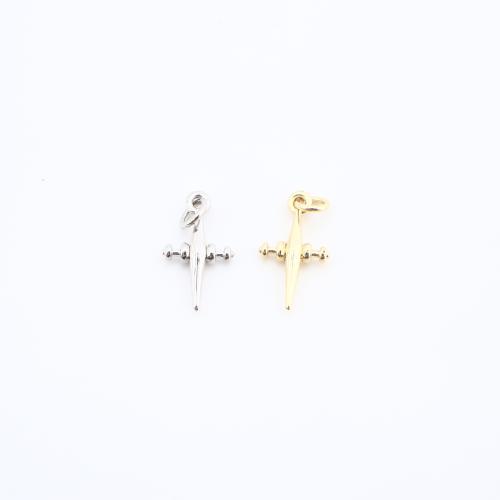 Brass Cross Pendants, plated, DIY, more colors for choice, nickel, lead & cadmium free, 14x8x2mm, Sold By PC