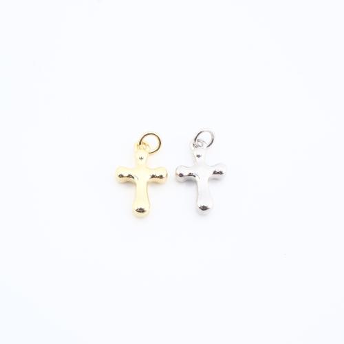Messing Kreuz Anhänger, plattiert, DIY, keine, frei von Nickel, Blei & Kadmium, 14x9x3mm, verkauft von PC
