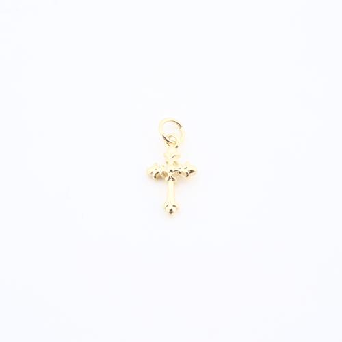 Messing Kreuz Anhänger, plattiert, DIY, goldfarben, frei von Nickel, Blei & Kadmium, 14x9x3mm, verkauft von PC