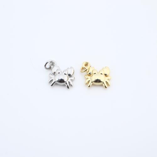 Colgantes de la joyería de cobre amarillo, metal, Cangrejo, chapado, Bricolaje, más colores para la opción, libre de níquel, plomo & cadmio, 13x9x3mm, Vendido por UD