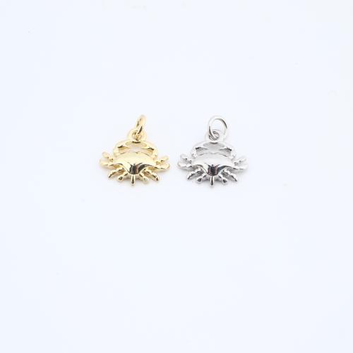 Colgantes de la joyería de cobre amarillo, metal, Cangrejo, chapado, Bricolaje, más colores para la opción, libre de níquel, plomo & cadmio, 10x11x3mm, Vendido por UD