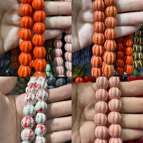 Porcelain Jewelry Beads, Pumpkin, Halloween Design & DIY, more colors for choice, 14mm, 20PCs/Bag, Sold By Bag