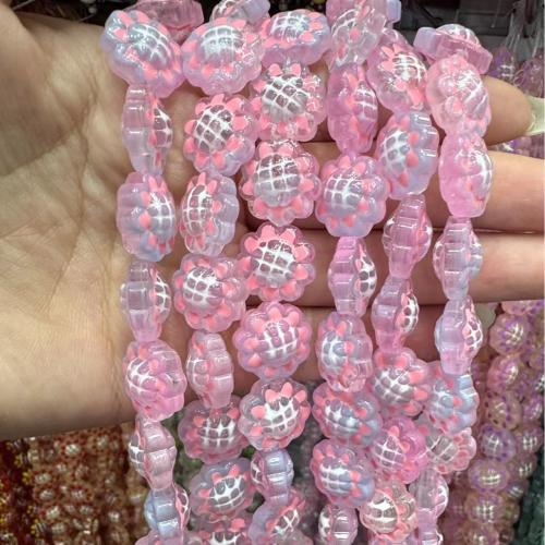 Lampwork Beads, Flower, hand drawing, DIY, more colors for choice, 14mm, 20PCs/Bag, Sold By Bag