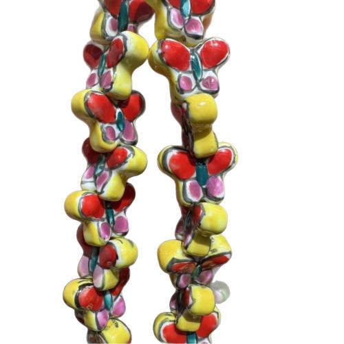 Porcelain Jewelry Beads, Butterfly, hand drawing, DIY, more colors for choice, 14x17mm, 20PCs/Bag, Sold By Bag