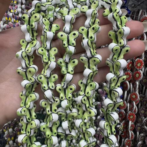 Porcelain Jewelry Beads, Butterfly, hand drawing, DIY, more colors for choice, 14x17mm, 20PCs/Bag, Sold By Bag