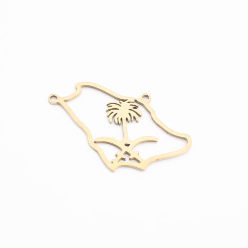 Bijoux pendentifs en acier inoxydable , Acier inoxydable 304, Placage de couleur d'or, DIY, Or, 26x34x1mm, Vendu par PC