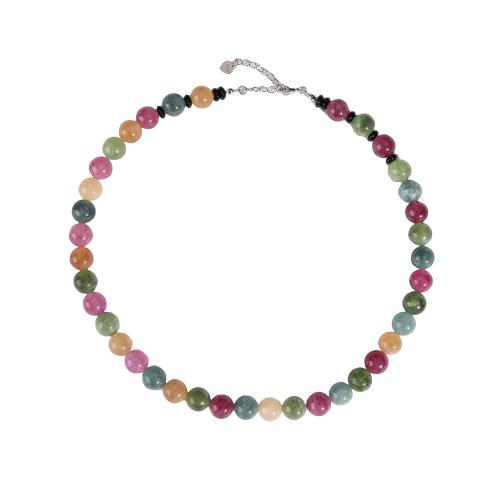 Collier bijoux de pierre gemme, tourmaline, avec Acier inoxydable 304, bijoux de mode, multicolore, Longueur:46 cm, Vendu par PC