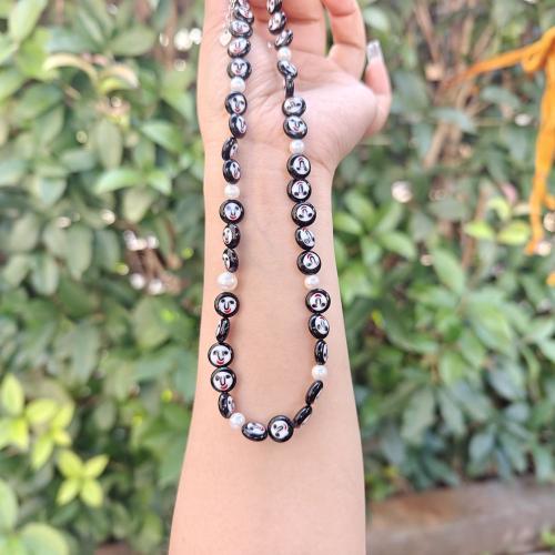 Collier Murano, chalumeau, avec perle de plastique & Acier inoxydable 304, bijoux de mode, couleurs mélangées, Vendu par PC