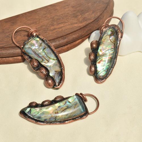 Natural Abalone Shell Pendants, Brass, with Abalone Shell, DIY, mixed colors, Sold By PC