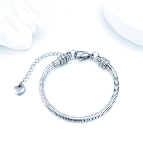 304 Stainless Steel Bracelet, snake chain & for woman, original color, Sold By PC