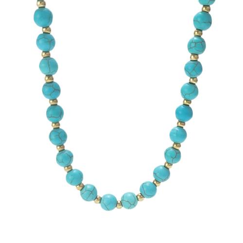 304 Stainless Steel Necklace, with turquoise, with 2inch extender chain, handmade, Bohemian style & Unisex & different styles for choice, Length:Approx 15.7 Inch, Sold By PC