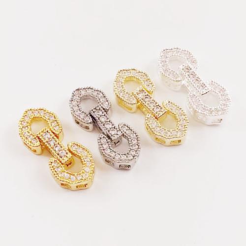 Brass Fold Over Clasp, plated, DIY & micro pave cubic zirconia, more colors for choice, 18x8mm, Sold By PC