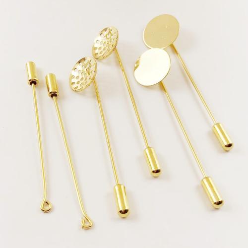 Brass Brooch Findings, gold color plated, DIY & different styles for choice, Sold By PC