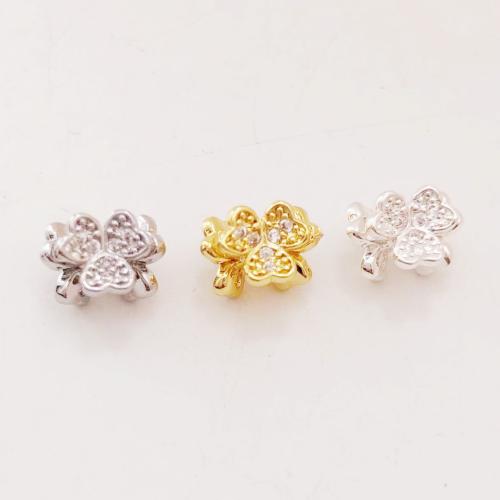 Brass Spacer Beads, Flower, plated, DIY & micro pave cubic zirconia, more colors for choice, 8x6mm, Hole:Approx 1.8mm, Sold By PC