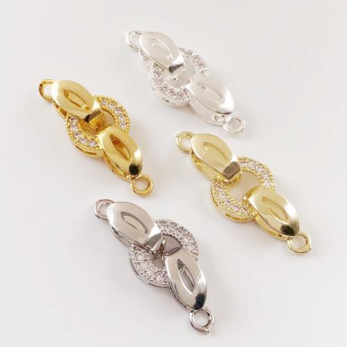 Brass Fold Over Clasp, plated, DIY & micro pave cubic zirconia, more colors for choice, 25x10mm, Sold By PC