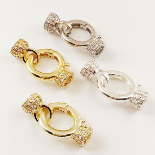 Brass Clasp Findings, plated, DIY & micro pave cubic zirconia, more colors for choice, 25x14mm, Sold By PC