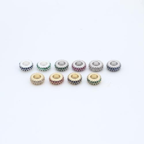 Brass Spacer Beads, plated, DIY & micro pave cubic zirconia, more colors for choice, nickel, lead & cadmium free, 8x8x3mm, Sold By PC