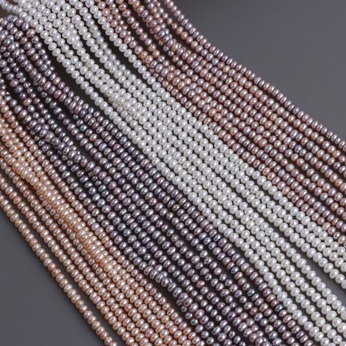 Natural Freshwater Pearl Loose Beads, Flat Round, DIY, more colors for choice, 4-5mm, Sold Per 37 cm Strand