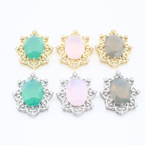 Colgantes de Cristal, metal, con Cristal, Flor, chapado, Bricolaje & con diamantes de imitación, más colores para la opción, libre de níquel, plomo & cadmio, 31x25x8mm, 20PCs/Bolsa, Vendido por Bolsa