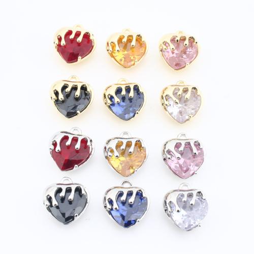 Colgantes de Cristal, metal, con Cristal, Flor, chapado, Bricolaje, más colores para la opción, libre de níquel, plomo & cadmio, 13x12x7mm, 20PCs/Bolsa, Vendido por Bolsa