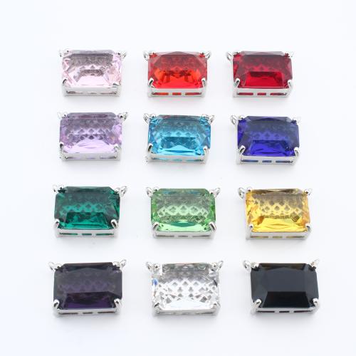 Crystal Pendants, Brass, with Crystal, Square, plated, DIY, more colors for choice, nickel, lead & cadmium free, 12x12x8mm, 20PCs/Bag, Sold By Bag